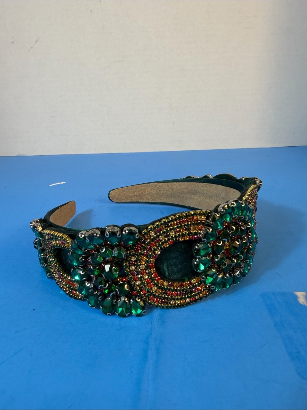 Embellished Emerald Beaded Headband - Designer Style